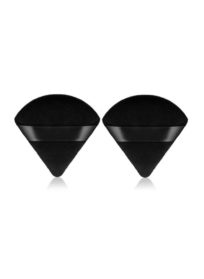 House of Aetheria ae 2 PCS Triangle Black Powder Puffs Face Cosmetic Powder Puff Washable Reusable Soft Plush Powder Makeup Sponge - Image 1